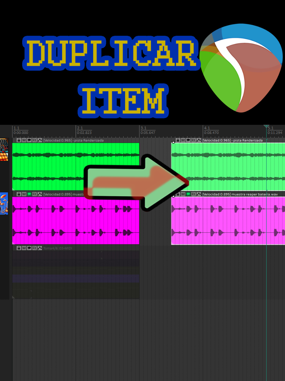 cómo duplicar un item o un sonido en reaper #duplicar #item #sample 