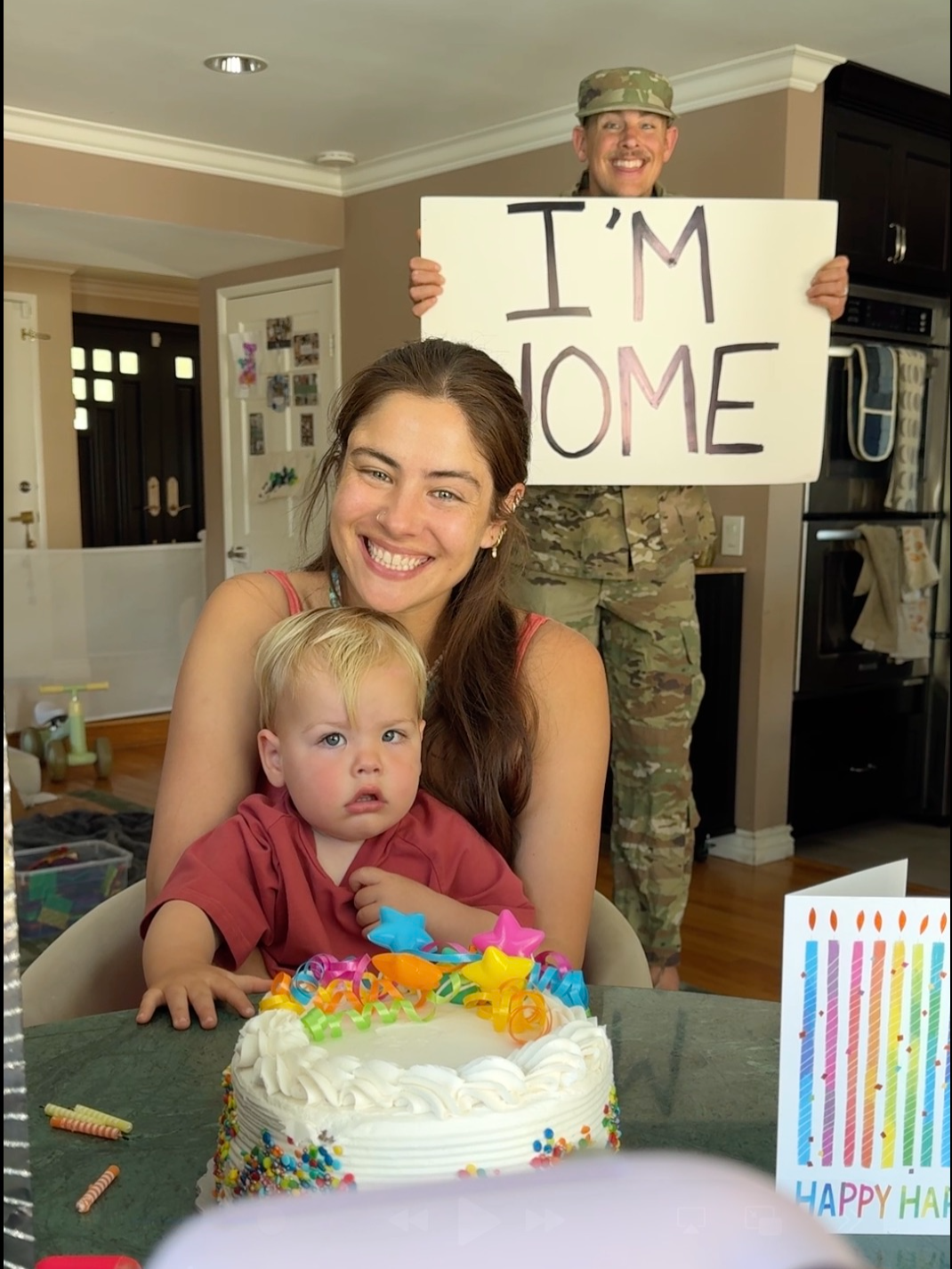 Soldier comes home early from deployment to surprise his wife on her birthday and gets to meet his son for the first time 🥹 PART 1 #surprise #viralvideo #foryou #viralshort #viralshorts #shorts #viralpost #viralvideos #viralreels #fyppppppppppppppppppppppp #fyp #drama #family #father