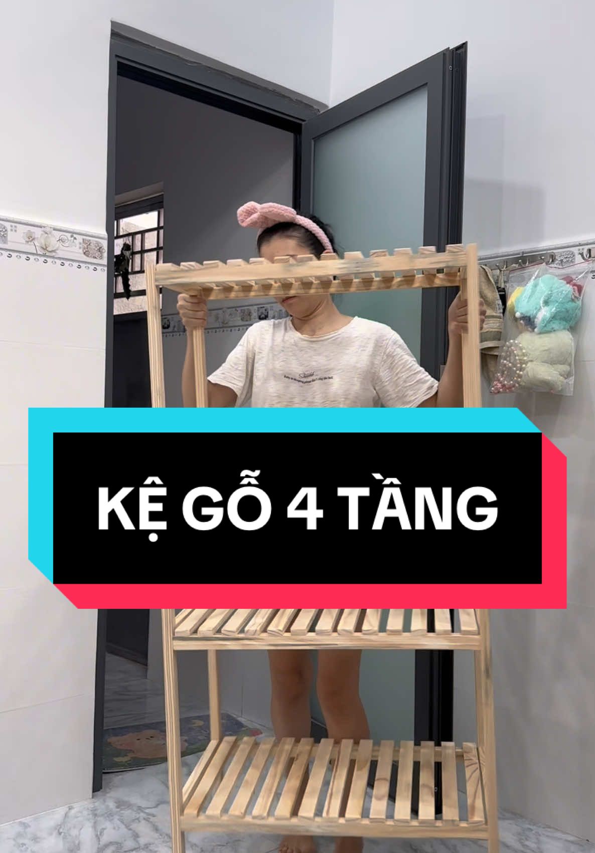 Kệ gỗ 4 tầng lắm bằng gỗ thông chắc chắn- vừa decorr trang trí phòng cho đẹp nữa #xuhuongtiktok #metaomy #tiepthilienket #kệgỗ 