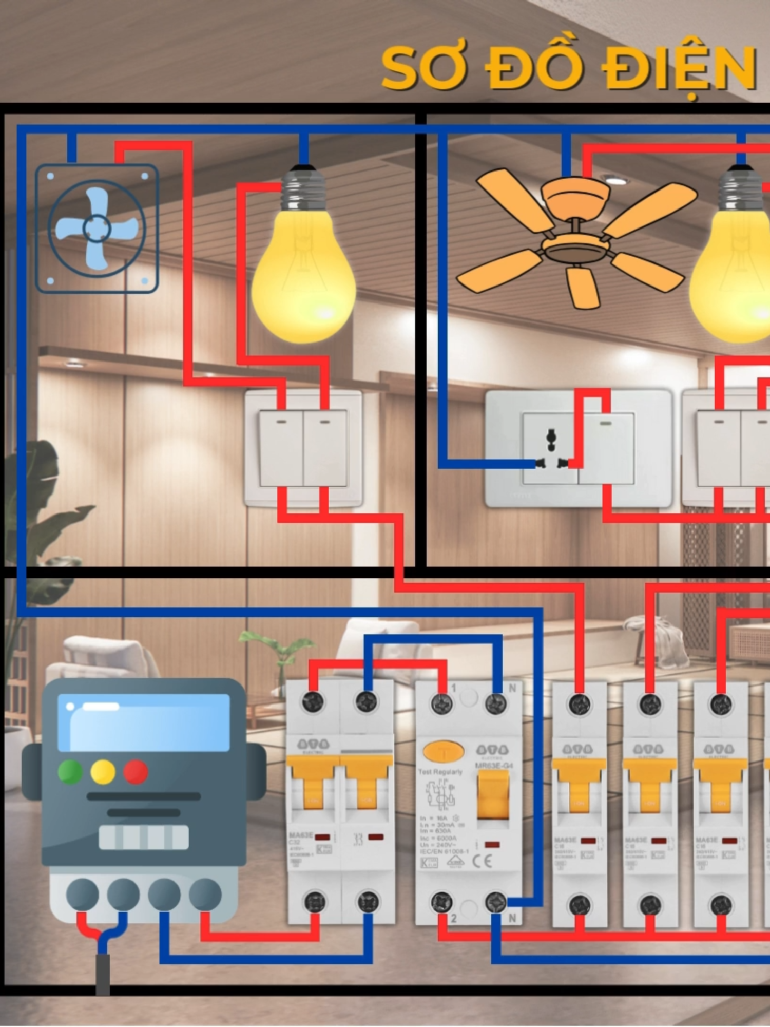 Sơ đồ điện gia đình cơ bản - BTB Electric #btb #btbelectric #thietbidienbtb #thietbidienchuanchauau #diencongnghiep #LearnOnTikTok
