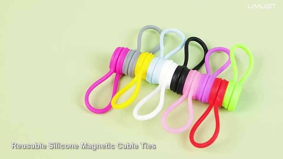 Twist Cable Ties With Strong Silicone Reusable Twist Ties For Cord Organizer Magnetic Cable Clips