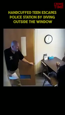 Handcuffed teen hilariously escapes police station by diving through the window#Cops #police #policeofficer