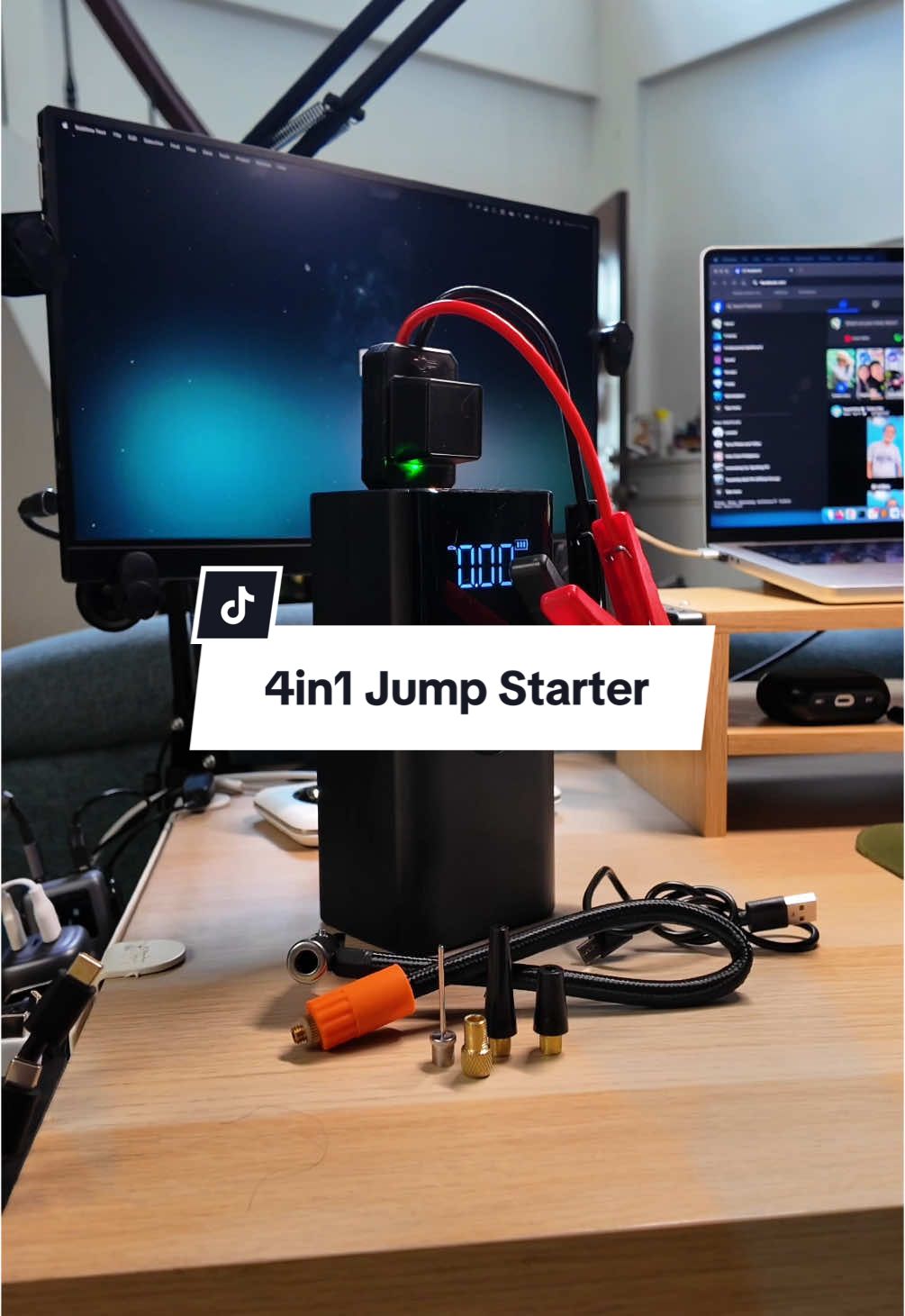 Replying to @fotogralex 4in1 Jump Starter Cable - Air Pump - Emergency Lights - Power bank #caressentials #carcaretips #jumpstarter #cartok #airpump 