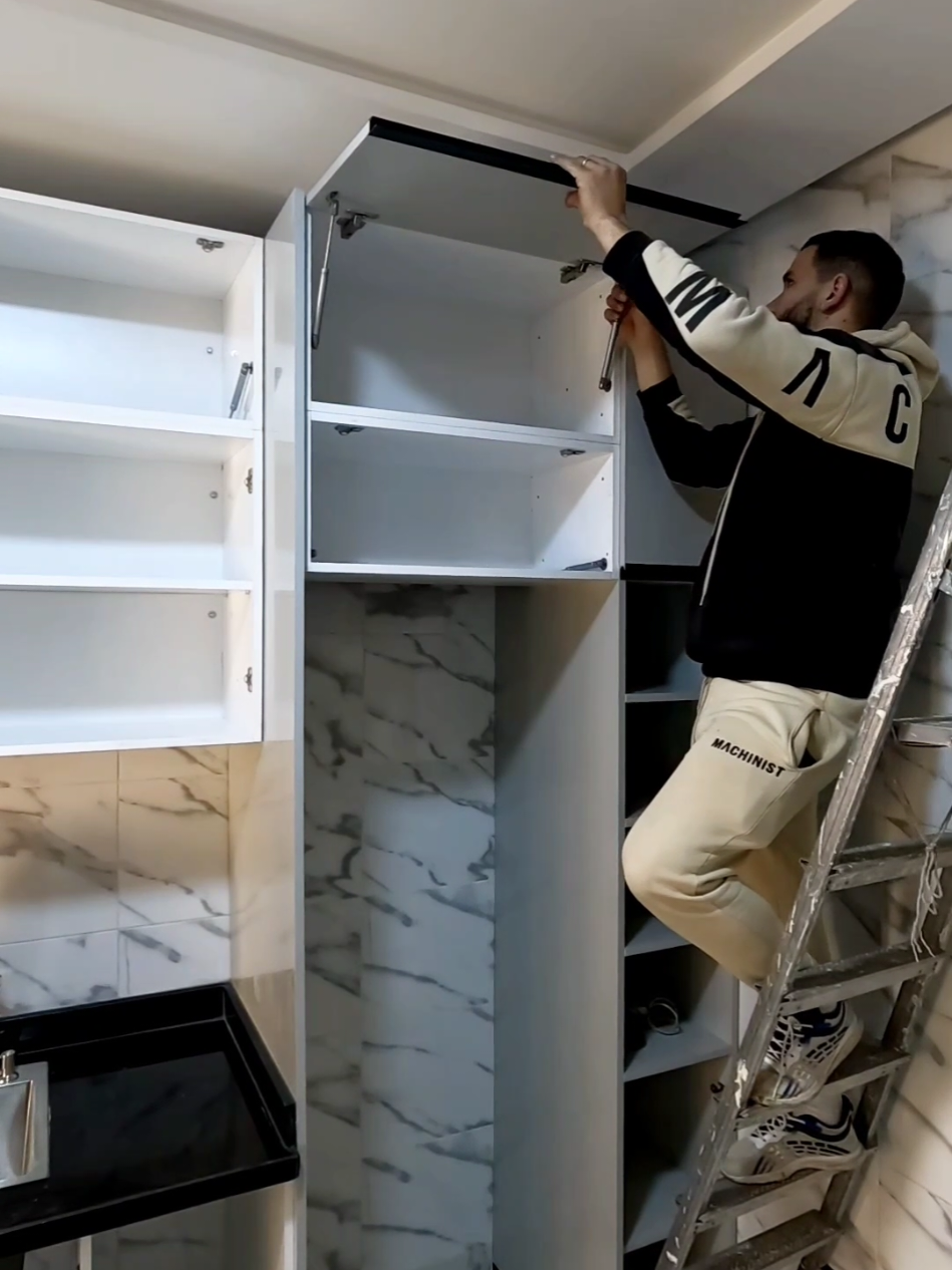 تركيب مطبخ خشب لاطي و MDF بجودة عالية #نجار #مطبخ_خشبي #MDF #لاطي #نجارة_خشب #woodworking #kitchen 