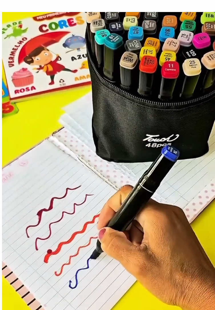 As canetas do momento 😍 Caneta Marcadora De Ponta Dupla.  ##fyp##foryou###fy##caneta##canetas##touch##colorir