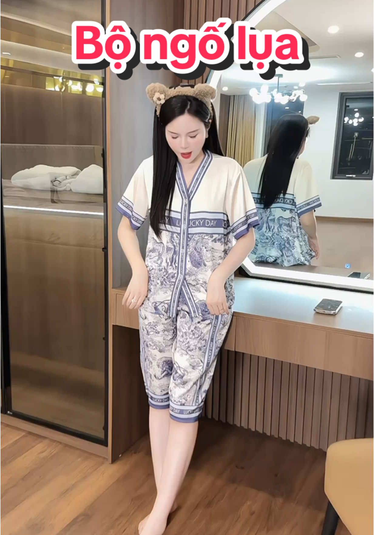 Bộ ngủ lụa quần lỡ cổ y #champhan #champhanriview #thoitrangnu #review #thoitrang #thoitrangmacnha #dongunu #dobo #pijama #bongu #bongulua 