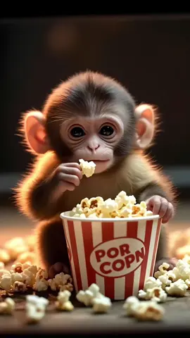 Monkey #monkey #eats #animal #popcorn 