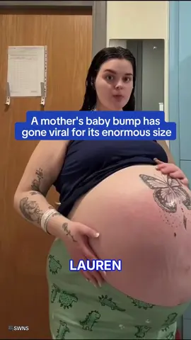 A 22-year-old mother’s baby bump grew to be so enormous that passers-by assumed it was ‘fake’. At 29 weeks she started to notice just how huge her bump was becoming and began to struggle with everyday activities such as walking or rolling over in bed. Lauren's baby, was born weighing just 6lbs 1oz - an average weight for a newborn despite the enormous baby bump her mother had carried.  Read more on DailyMail.com 🎥SWNS #mother #baby #viral #pregnant #woman