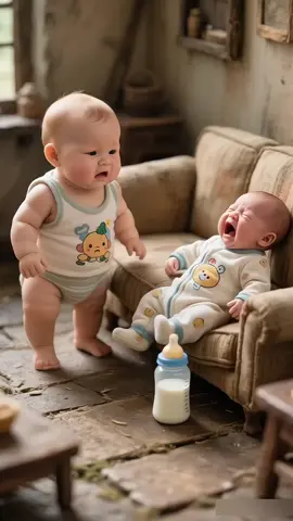 baby feeding another baby through feeder #foryoupage #for #kids #cartoon 