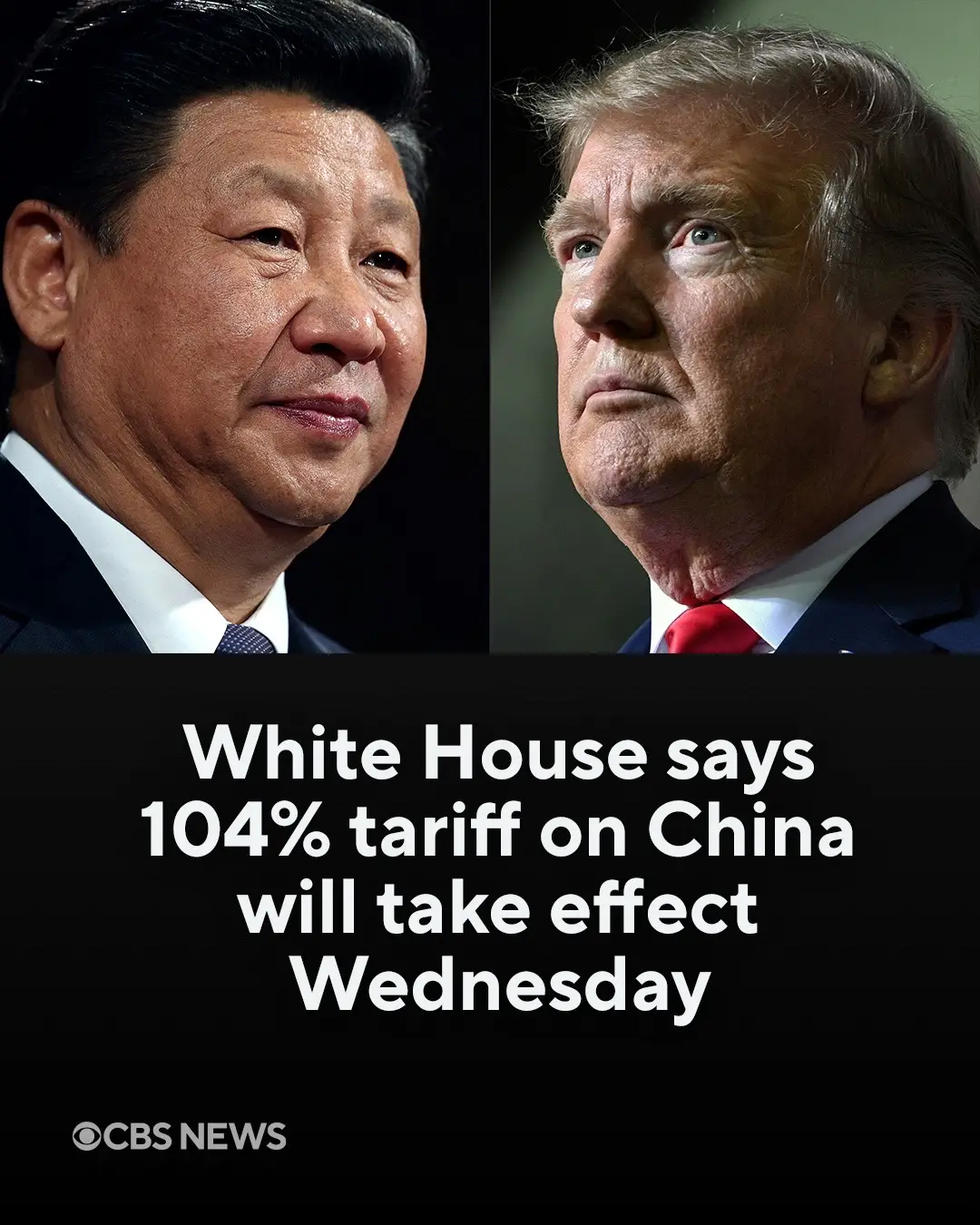 The U.S. will impose a 104% tariff on China beginning at 12:01 a.m. EST Wednesday, White House press secretary Karoline Leavitt said in a briefing Tuesday. Starting tomorrow, the White House will begin collecting steep levies on imported goods from China, as President Trump follows through on a threat issued on Truth Social Monday. More details in link. #tariffs #china #trump 