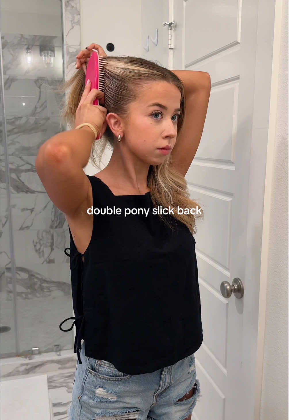 have never been able to get my bun this high while also keeping my part🤌🏼🤌🏼 #slickbackbun #hairhacks #hairtutorials #easyupdo #hairstyleideas #easyhairstyles 