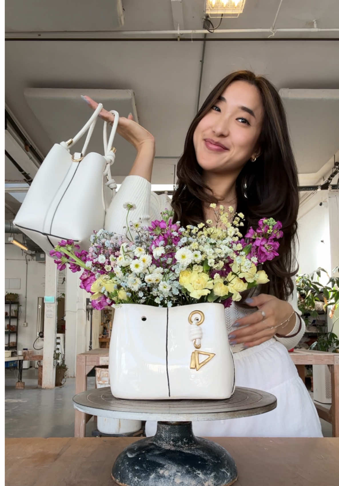 i made my first ceramic bag…..AND IM GIVING HER AWAY!!!! 🥳🌷 see how I made this & enter the giveaway on my IG: @emmezhou #ceramics #pottery #purse #hobby #giveaway 