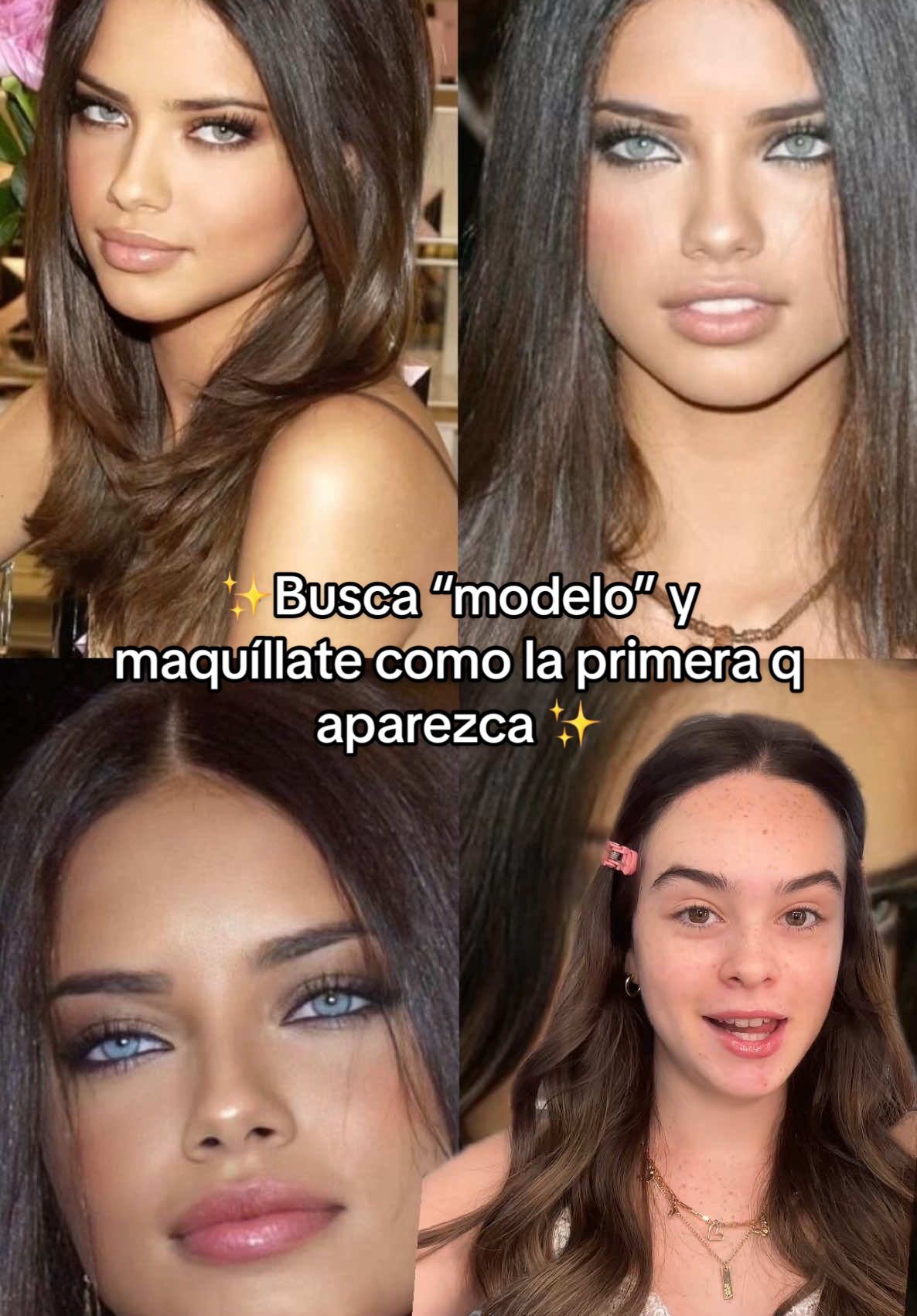 Busca modelo y la primero que te aparezca es como tenes q maquillarte 💋✨ #fyp #foryou #parati #makeup #4u #makeuptrend #maquillaje #adrianalima #glitter  #greenscreen 