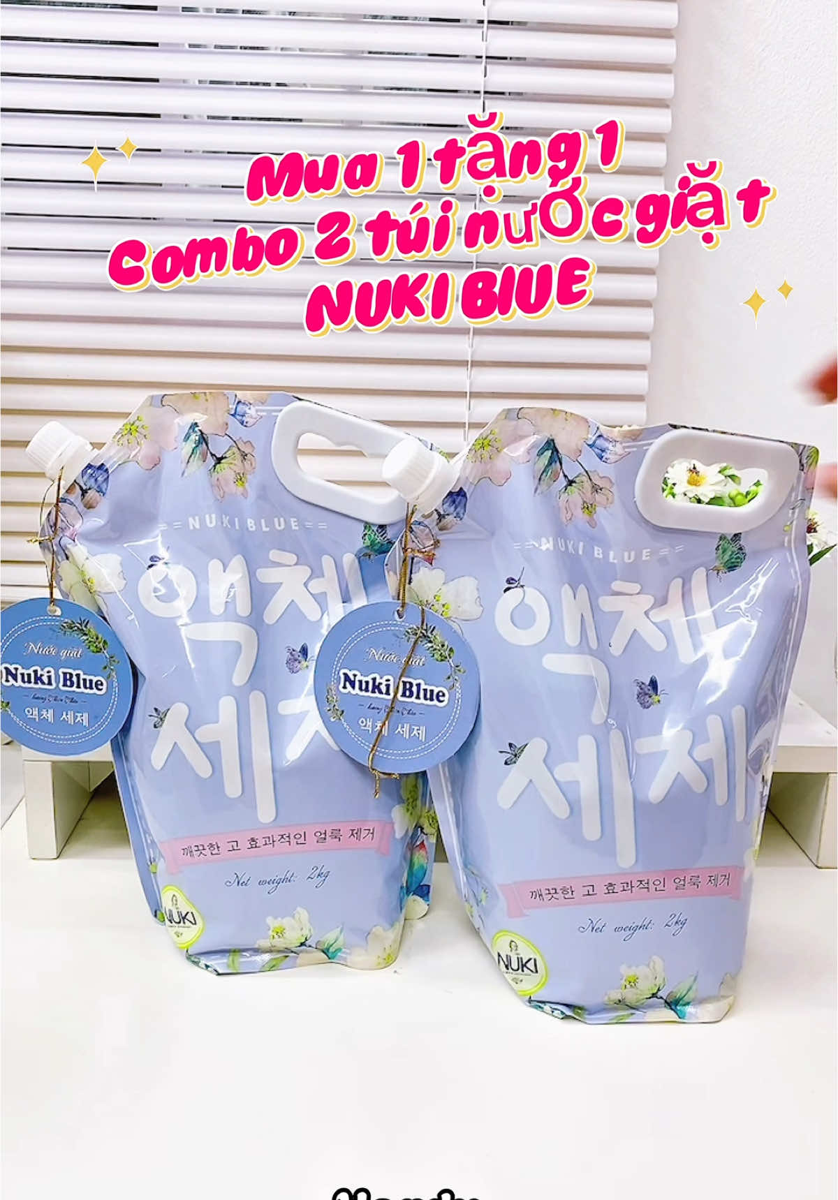 Nước giặt Nuki Blue mua 1 tặng 1 combo 2 túi nước giặt tổng 4kg vừa thơm vừa siêu tiết kiệm #nuocgiat #nuocgiatxa #nukiblue #nukibluehanquoc #nuocgiatnukiblue #hanggiadung 