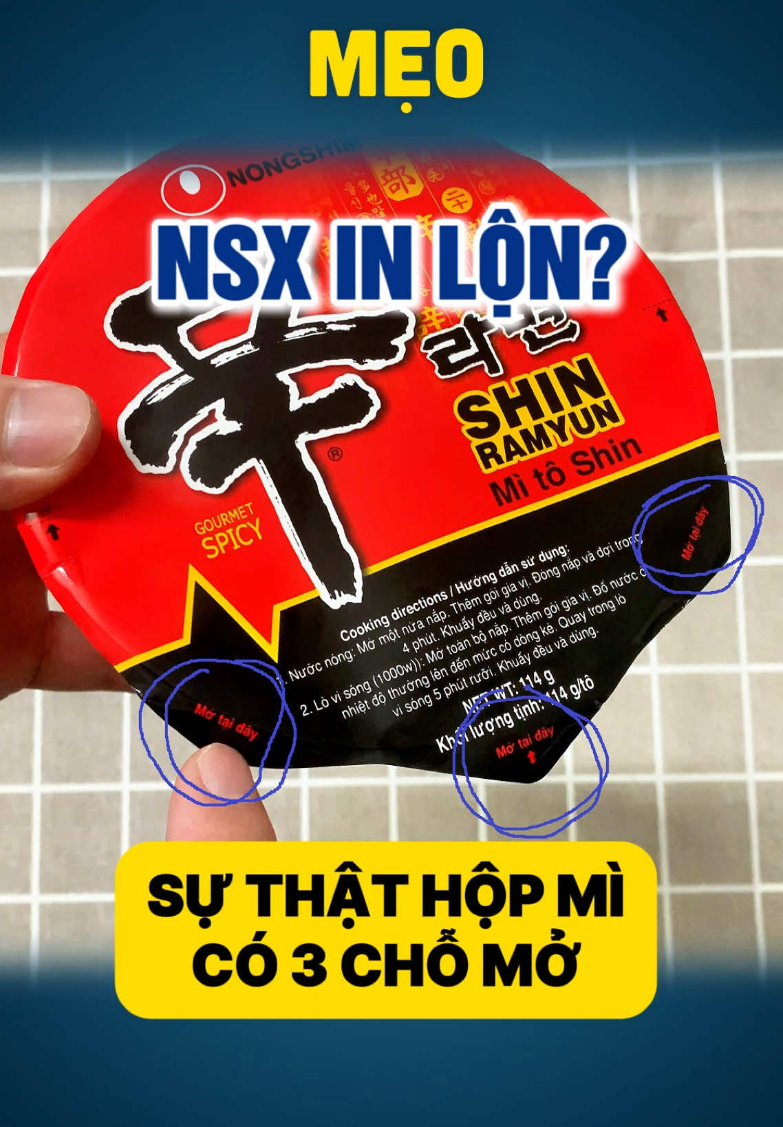 #mẹovặt 731 | Cách Mở Hộp Mì Hàn Quốc Nongshim Có 3 Chỗ Mở Ít Người Biết #mẹo #howtoopen #mishin #nongshin #mihanquoc 