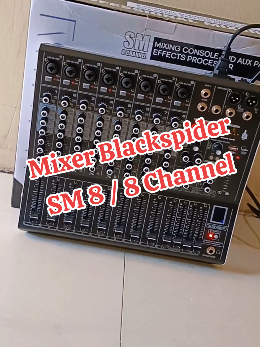 Ready stock! Mixer Audio Blackspider SM 8 – 8 Channel Input + Efek Reverb 256DSP, USB & Bluetooth. Kualitas original, suara jernih, cocok untuk live, recording, podcast. Langsung checkout sebelum kehabisan! 🛒🛒 #soundsystem #AudioSoundSystem #StorySoundSystem #elektronikmurah #djfullbeat #CekSoundSistem #soundmojokerto #soundsurabaya #soundlamongan #soundpasuruan #ashley #mixerblackspider  #mixerblackspidersm8  #soundsidoarjo #ceksoundhariini #RekomendasiSpeaker #soundpandaan #cekspeaker