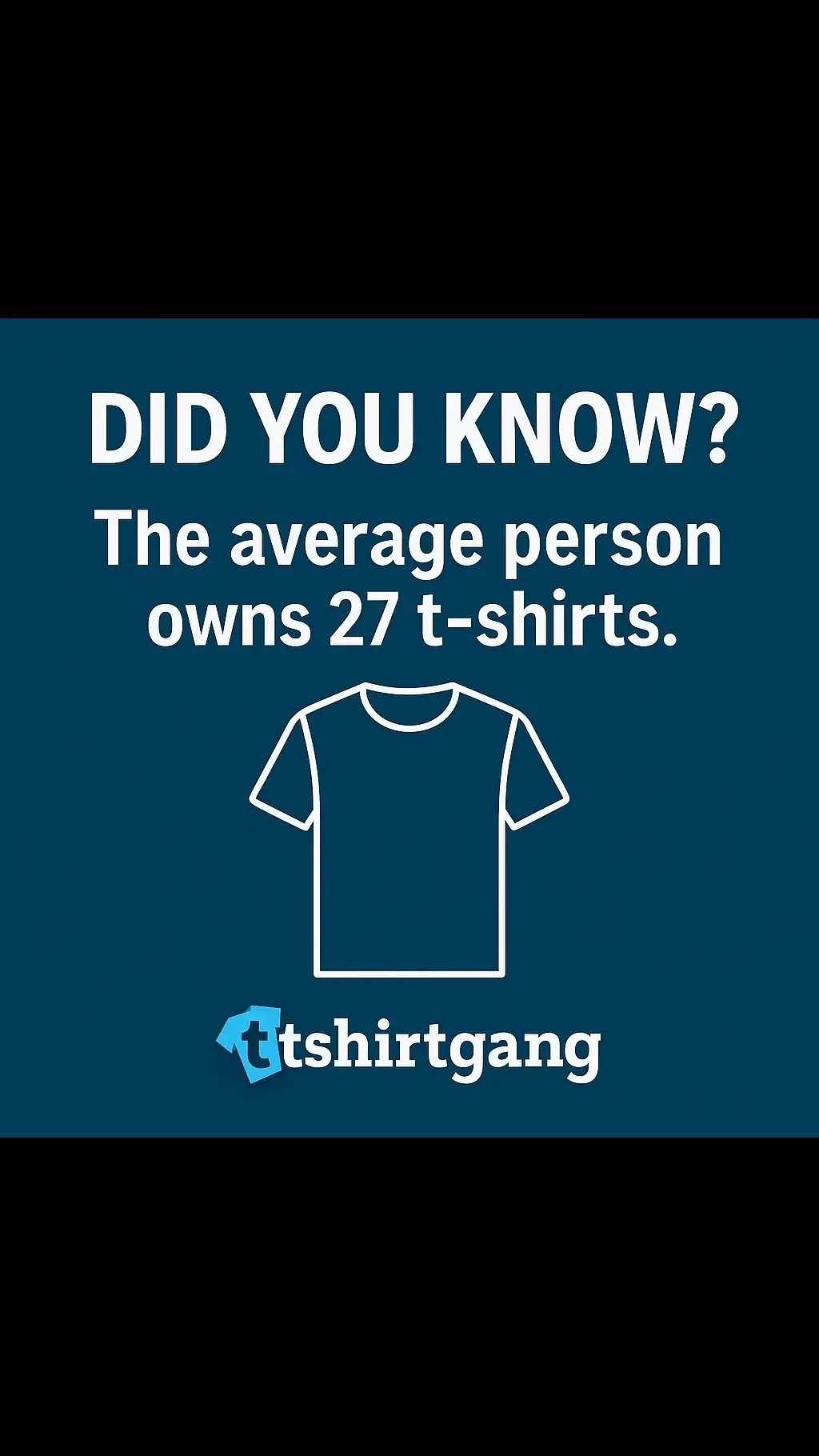 The average person owns 27 t-shirts. That’s 27 chances to wear something bold, personal, or uniquely designed. With Tshirtgang’s print-on-demand platform, you can turn your ideas into custom apparel — no inventory, no upfront cost. Design. Print. Ship. It’s that simple. #PrintOnDemand #Tshirtgang #CustomTshirts #TshirtBusiness #MadeToOrder #OnDemandPrinting #SellYourDesigns #TshirtStats #ApparelFacts #EcommerceLife
