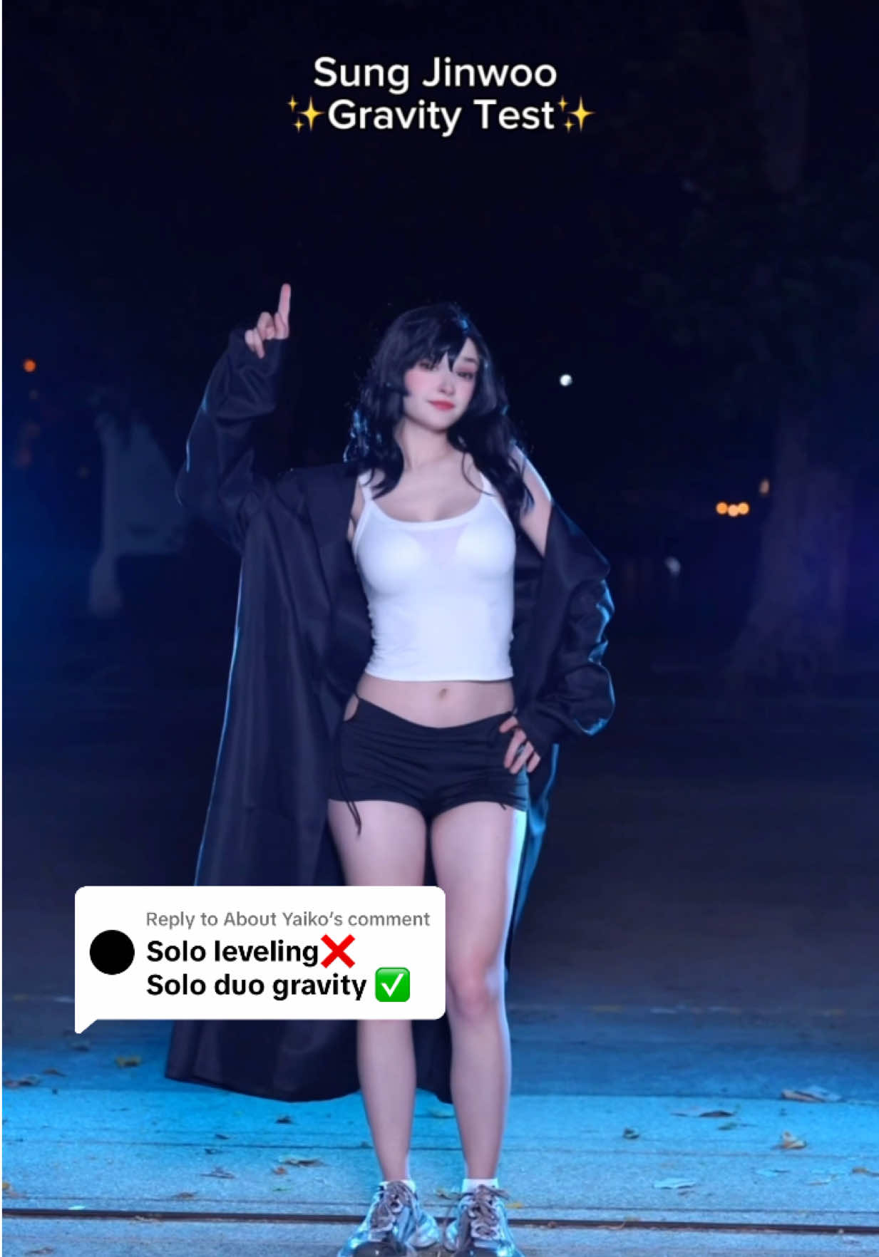Replying to @About Yaiko It’s Gravity Levelling time😆💪🏻🔥 #sololeveling #sungjinwoo #anime #anitok #cosplay #fyp #gravity 