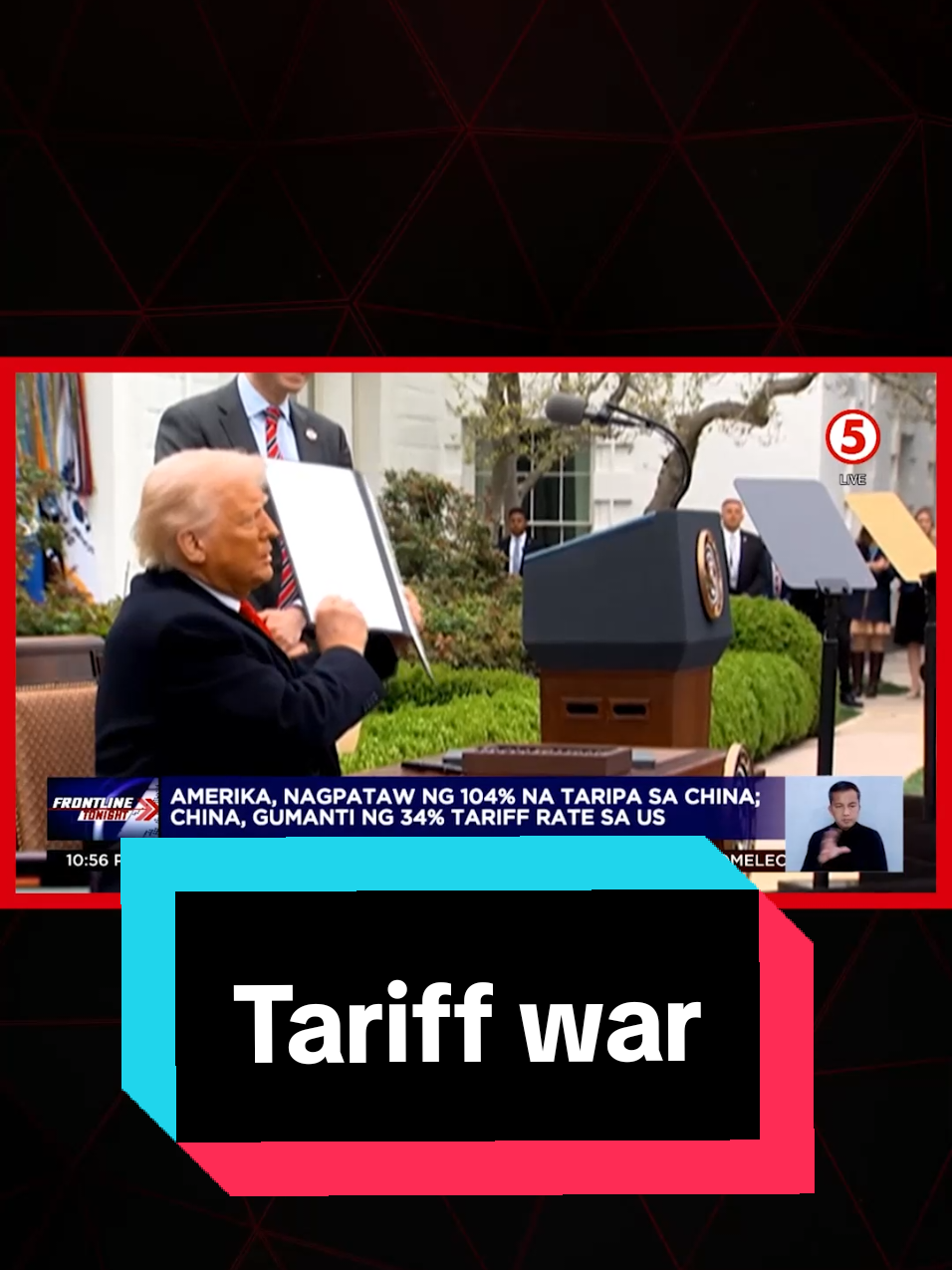 Nanindigan ang China na hindi sila titigil sa pagpalag sa tariff war ng United States nang umabot sa 104% ang ipinataw na taripa ng Amerika sa mga produkto ng China. #News5 #FrontlineTonight #NewsPH #SocialNewsPH 