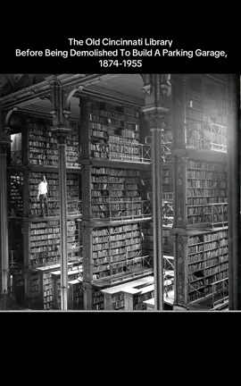 They say the Old Cincinnati Library was built in 1874 at a cost of $383,594.53 (about $7.7 million today). This library was a stunning architectural gem with five levels of cast iron shelves, checkerboard marble floors, and a towering skylit atrium. Visitors entered beneath busts of Shakespeare, Milton, and Franklin, passing through a vestibule into a four-story main hall with prismatic glass set in iron and a richly colored paneled ceiling. The library held 60,000 books with space for 300,000, but by the mid-1900s, it was allegedly overcrowded, poorly ventilated, and deteriorating. In 1955, a new library opened nearby, and the original building was demolished soon after. Today, the site is a parking garage. Only the sculpted heads from the entrance were saved and now sit in the garden of the new library. FOR EDUCATIONAL PURPOSES  #fyp #tartaria #History 