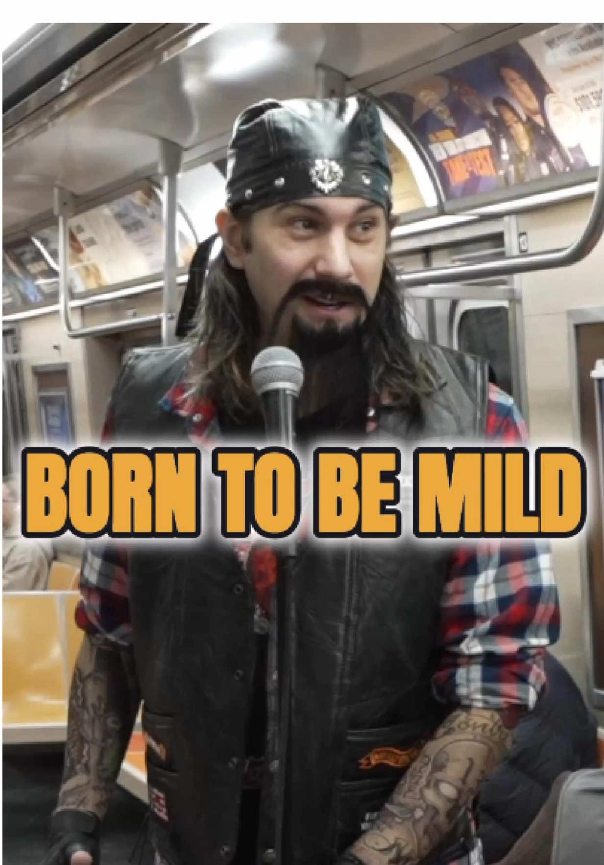 A biker does stand up on the subway. #biker #harleydavidson 