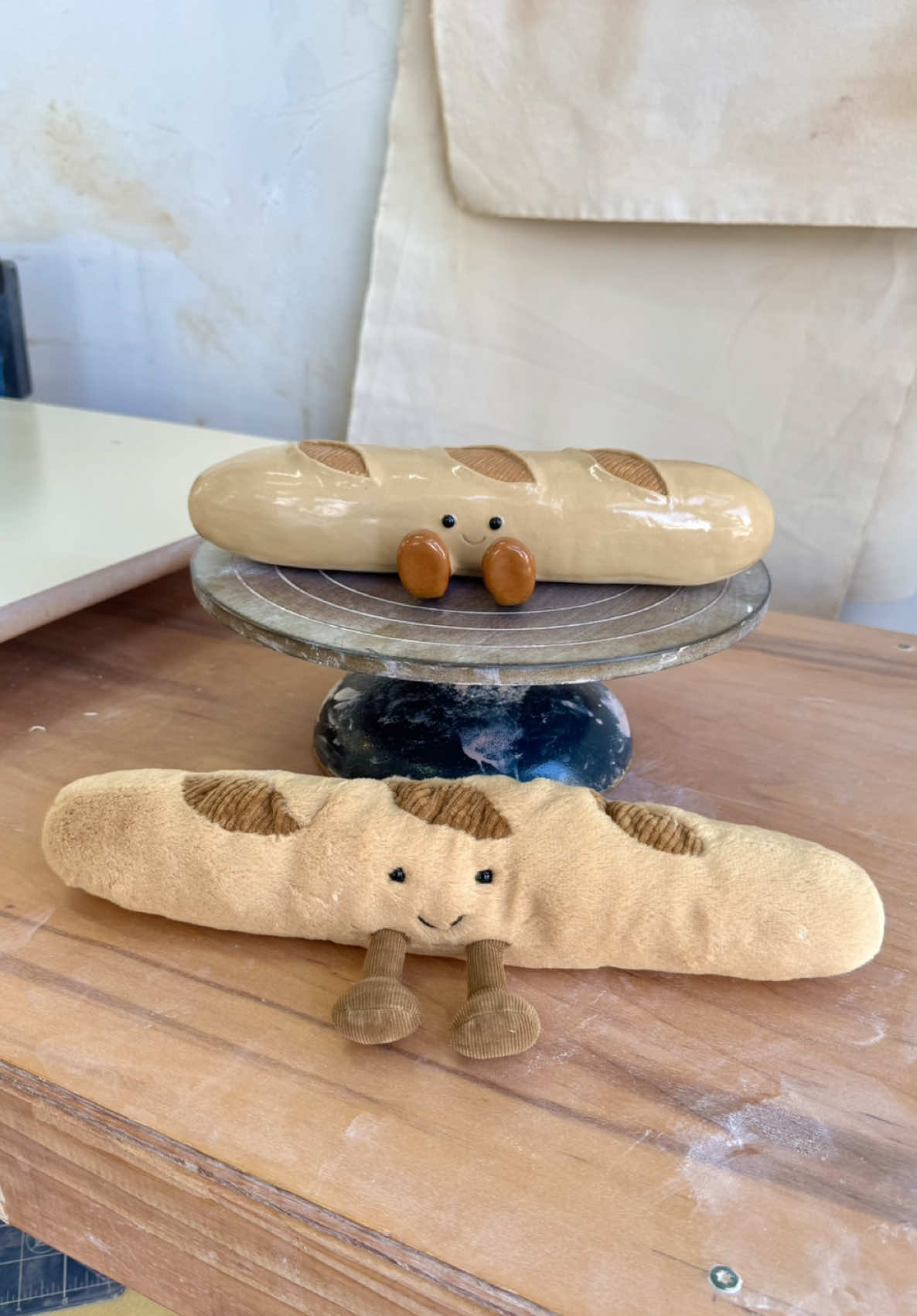 Jellycat baguette FINAL REVEAL!!! ✨🥖😩 plsss lmk which one I should make next ;))) #ceramics #pottery #jellycat @Jellycat #baguette #hobby 