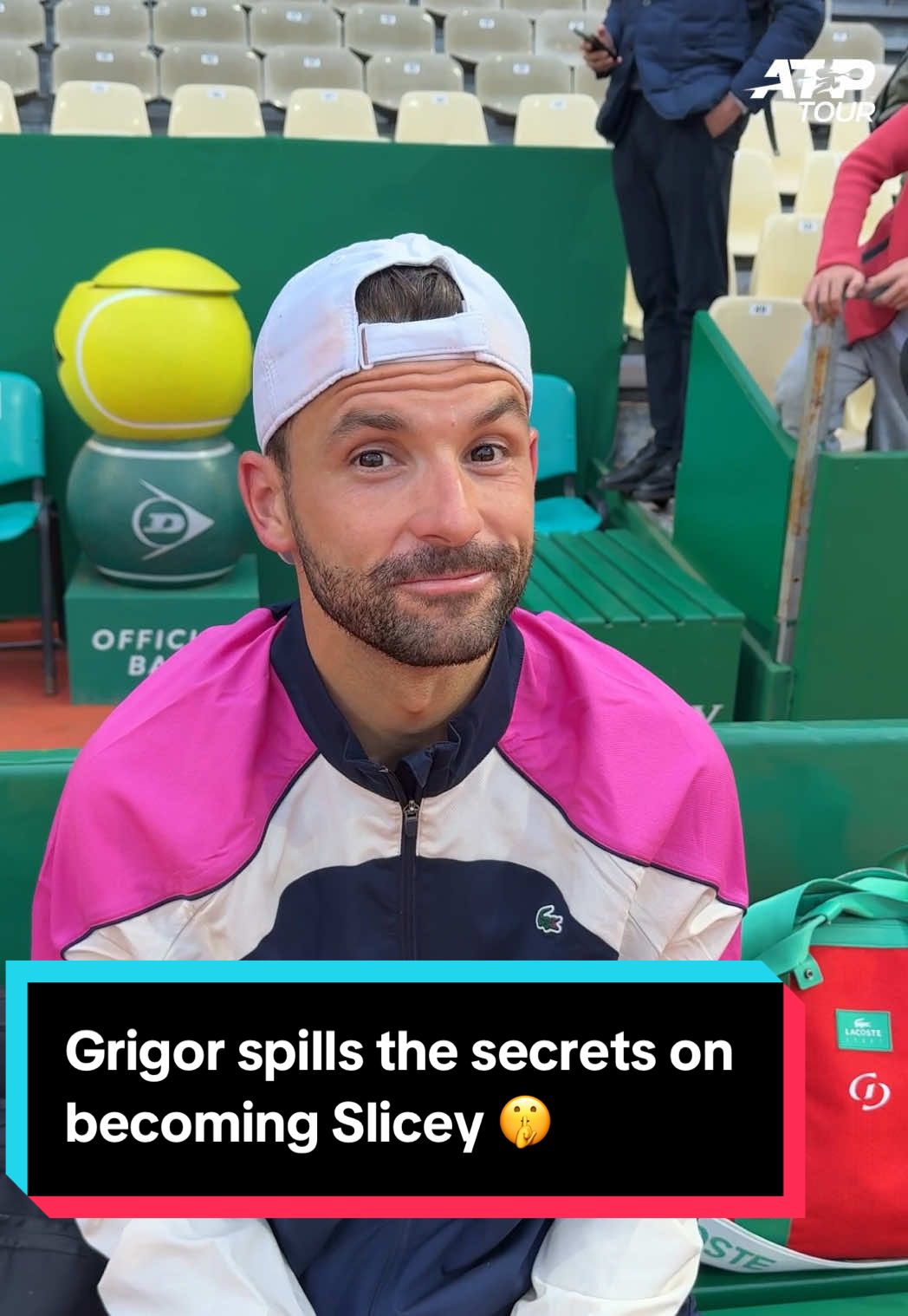 Grigor spills the secrets on becoming slicey 🤫  #dimitrov #monaco #slicey #montecarlo #tennis #grigordimitrov 