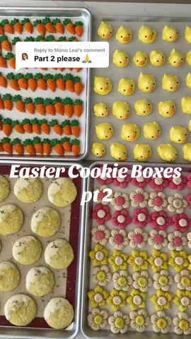 Replying to @Monis Leal DITL: Easter Cookie Boxes pt 2 🌸🐰🍊 The way they all look together at the end 🥹 All 6 recipes are linked in my bio or you can google chelsweets Easter cookie boxes #Easter #cookieboxes 