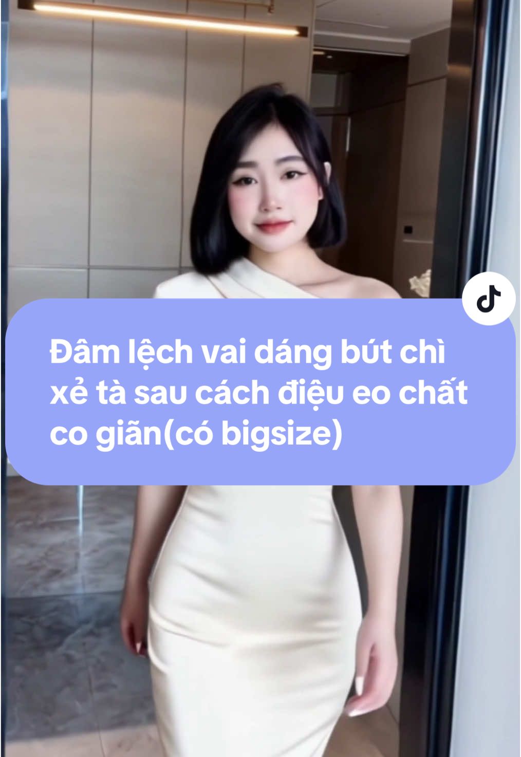 Đâm lệch vai dáng bút chì xẻ tà sau cách điệu eo chất co giãn (có bigsize)! #damlechvai #damxinhtondang #laylaivocdang #vaythietke #vayxinhnhenhang 