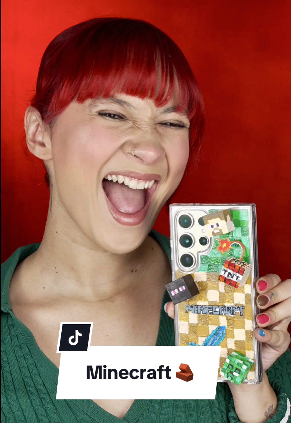 Hice una funda de MINECRAFT desde cero😨🧱Insta: ivanova_bm | #ivanova_bm #Minecraft #fyp 