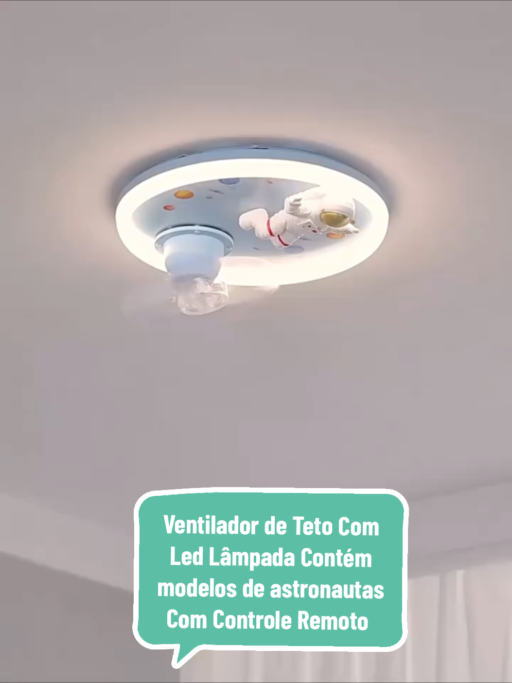 Ventilador de Teto Com Led Lâmpada Contém modelos de astronautas Com Controle Remoto Baixo Ruído Comente eu quero 🤩