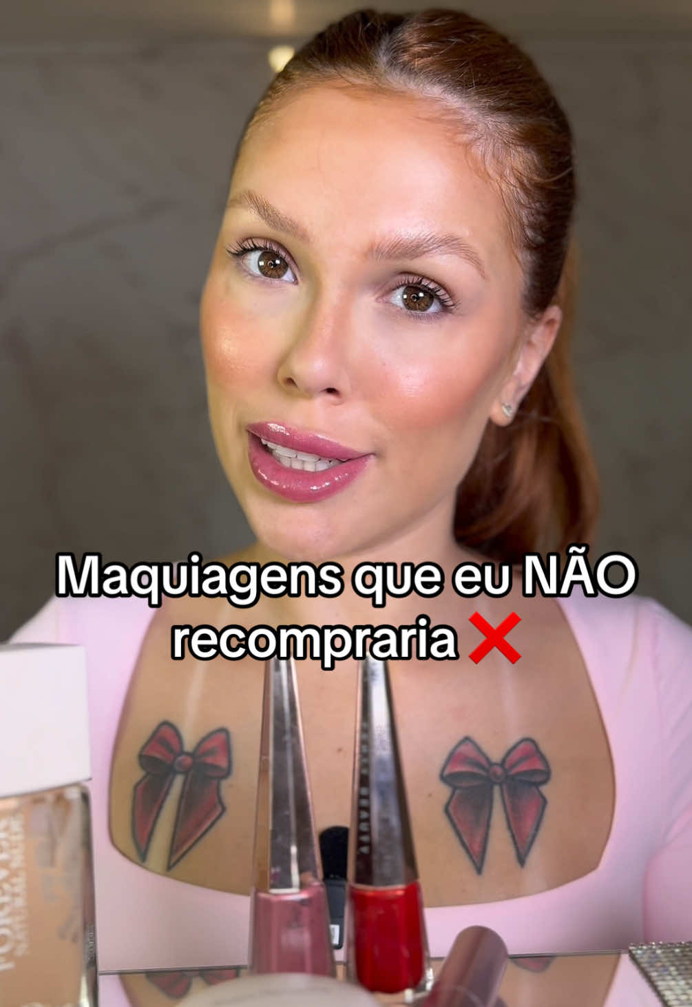 Maquiagens que eu NÃO recompraria. ❌ Me conta aqui se tem alguma maquiagem que tu comprou e te arrependeu. 😮‍💨👇🏼 #maquiagembrasil #maquiagemtiktok #produtosreprovados #maquiagemreprovada 