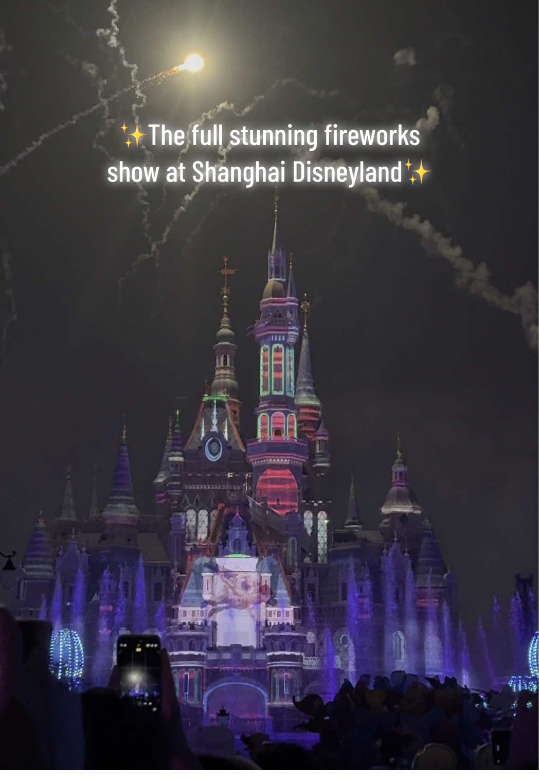 The full stunning fireworks show at Shanghai Disneyland 🎇🎆💓 #shanghai #china #chinese #traveltiktok #chinatrip #shanghai2025 #disneylandshanghai #disneyland #fireworks #fyp #foryou 
