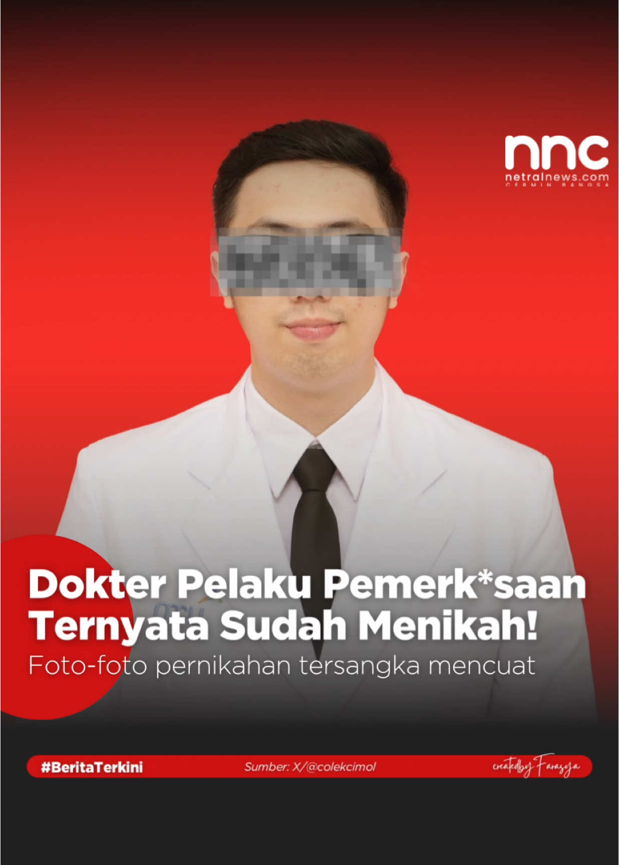 Hi, N-Peeps! Kasus pemerk*saan keluarga pasien di RSHS Rachim Dinata yang melibatkan seorang Dokter Residen Anestesi Universitas Padjajaran (UNPAD) berinisial PAP (31) ramai di media sosial. Dokter yang diketahui lulusan Universitas Kristen Maranatha tersebut ternyata sudah menikah dengan seorang wanita cantik karena foto pernikahan mewahnya viral. #Dokter #PPDS #Anestesi #UNPAD #Pelaku #BeritaTerkini #NNC #MakinMengerti