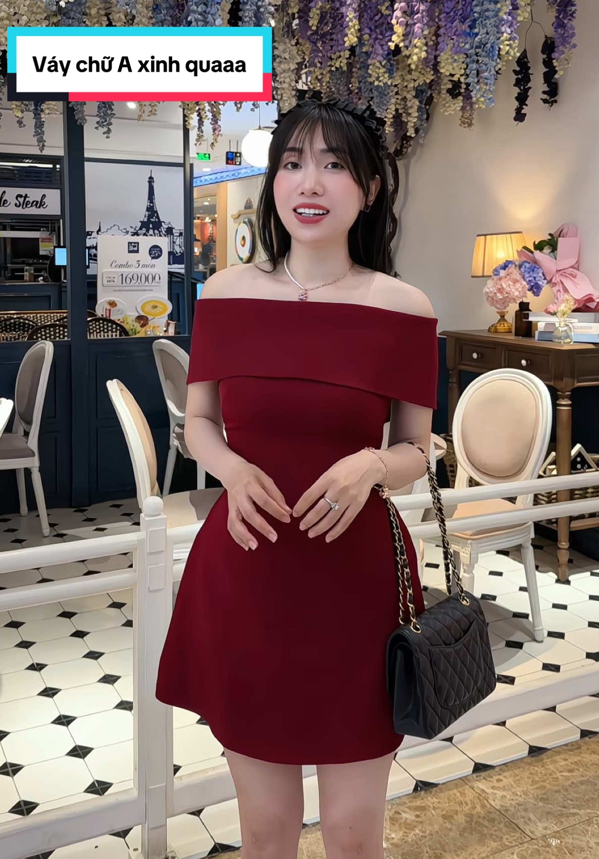 Váy trễ vai tone đỏ xiuu tôn daa  #xuhuong #hottrend #vayxinhmoingay #vaythietke #vaythietkecaocap 