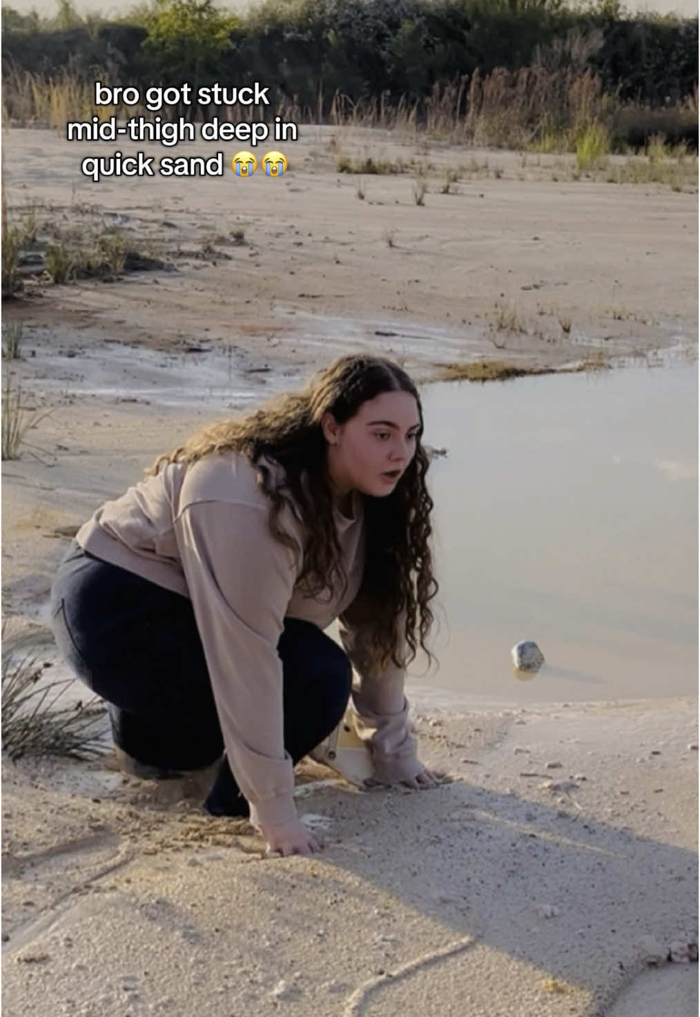 just trying to rise off her shoes too😅 @Sophia Mowery #fyp #funny #quicksand #foryoupage