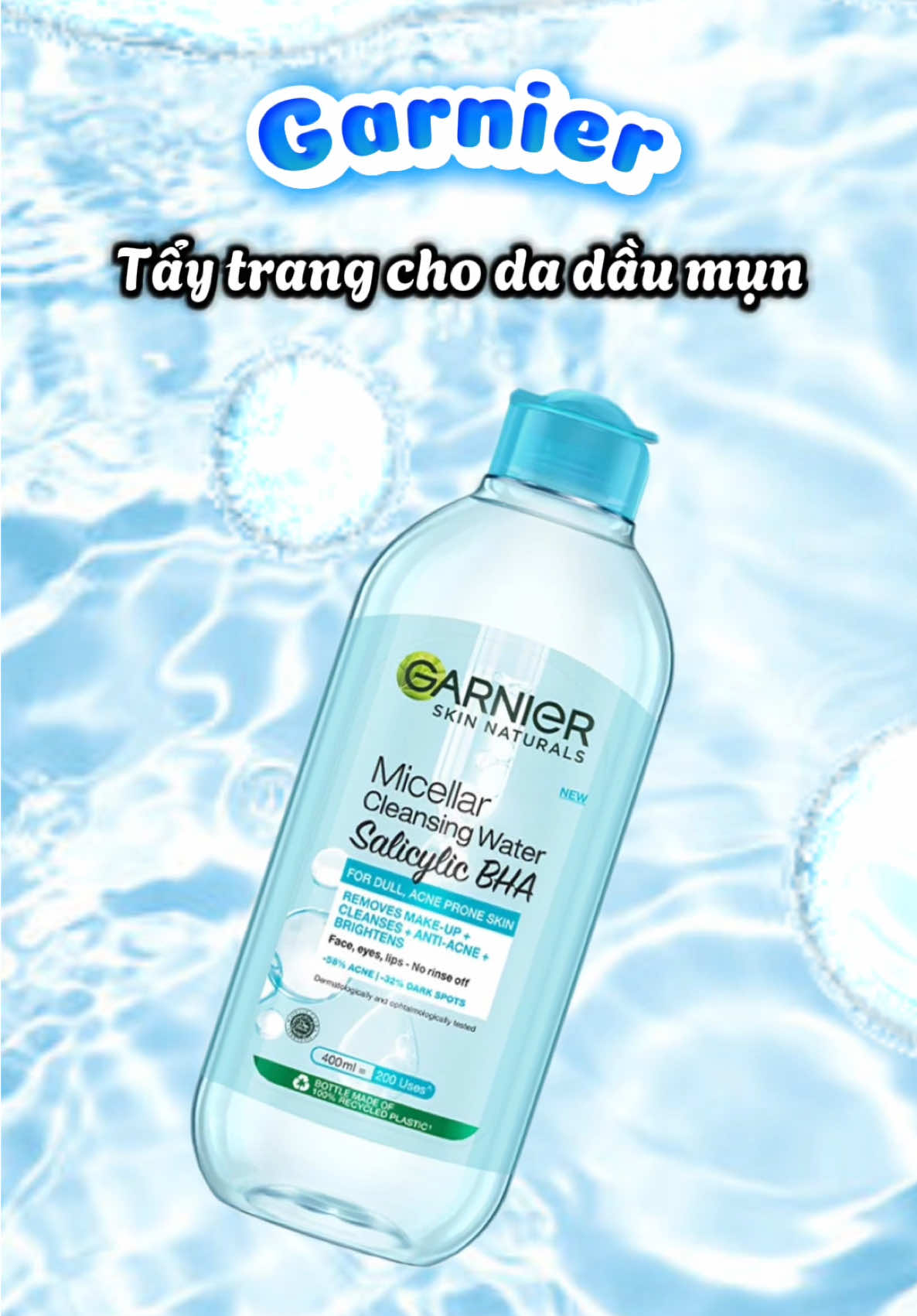 #garnier Nước tẩy trang cho da dầu mụn zá HSSV đây mấy bà - Garnier nắp xanh nhaaa #nuoctaytrang #taytranggarnier #banhbeo_riviu #viral #skincare #aff 