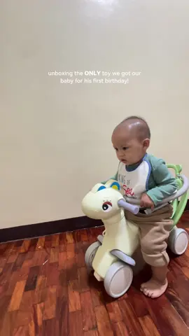 This was the ONLY toy we purchased for our baby as his first birthday gift! It was too cute I couldn't resist not getting it! I wanted a playground initially but we don't have space for it 🥹 so we got him this instead and he loves it!!! #toys #babytoys #interactivetoys #birthdaygift #rockinghorse #babytiktok #toddlertoys 