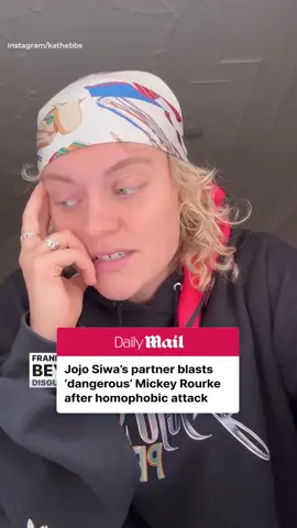 JoJo Siwa's partner Kath Ebbs has branded Mickey Rourke a 'pig' and a 'dangerous person' following his outrageous homophobic slurs on Celebrity Big Brother on Wednesday night. Viewers were left agog when the Hollywood star, 72, left lesbian dancer JoJo, 21, in tears after he called her a 'f*g' and insinuated he would be able to 'make her straight' during their time in the house. 🎥 Instagram / Kath Ebbs #jojosiwa #mickeyrourke #kathebbs #cbbuk #bbuk #bigbrother #celebritybigbrother #LGBT 