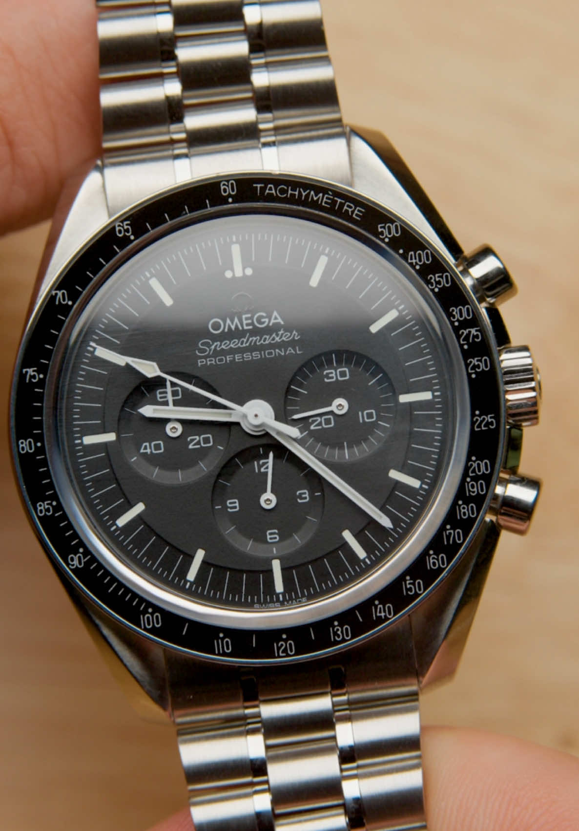 The Omega Speedmaster Moonwatch continues to be one of the most recognizable chronographs in the world, with deep ties to space exploration. This model features a 42mm stainless steel case with a transparent case back and pushers flanking the crown. The black anodized aluminum bezel displays the signature tachymeter scale, while the black dial is fitted with luminescent sword-shaped hands and baton hour markers. Engine-turned subdials at 3, 6, and 9 o'clock track the seconds, minutes, and hours for flawless precision. Finished with a matching stainless steel bracelet, this version is powered by the Co-Axial Master Chronometer Calibre 3861 and blends heritage design with modern performance. FULL DETAILS AND PRICING: Omega Speedmaster Moonwatch Steel Mens Watch 310.30.42.50.01.002 https://www.swisswatchexpo.com/watches/omega-speedmaster-moonwatch-steel-mens-watch-31030425001002-box-card-69001/ #omega #omegawatches #omegaspeedmaster #speedmaster #moonwatch