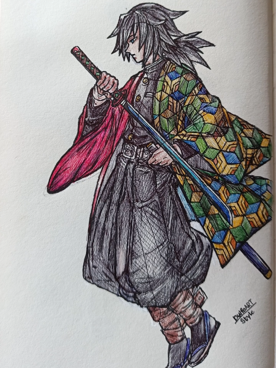 Giyu Tomioka, stickman to drawing #anime #drawing #demonslayer #draw #sketch #fyp #giyuu #giyuutomioka #demonslayeredit 