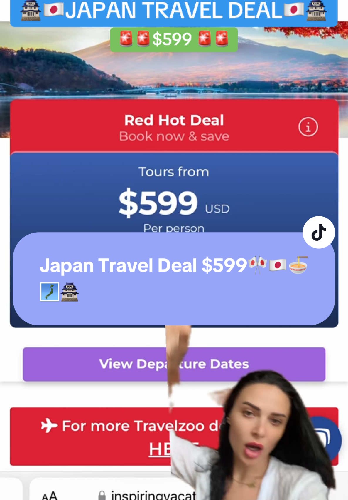 This is one of the best Japan travel deals I’ve seen! For $599 per person you can get six nights of accommodation, private transfers throughout all of the stops in the tour, an English-speaking tour guide, daily breakfast, and sightseeing entries fees paid for all of the tours! #traveldeals #traveldeal #traveldealplug #budgettravel #cheaptravel #visitjapan #japanvacation #japantravel #japantrip #japantraveltips #traveljapan #travelkyoto #tokyotravel 
