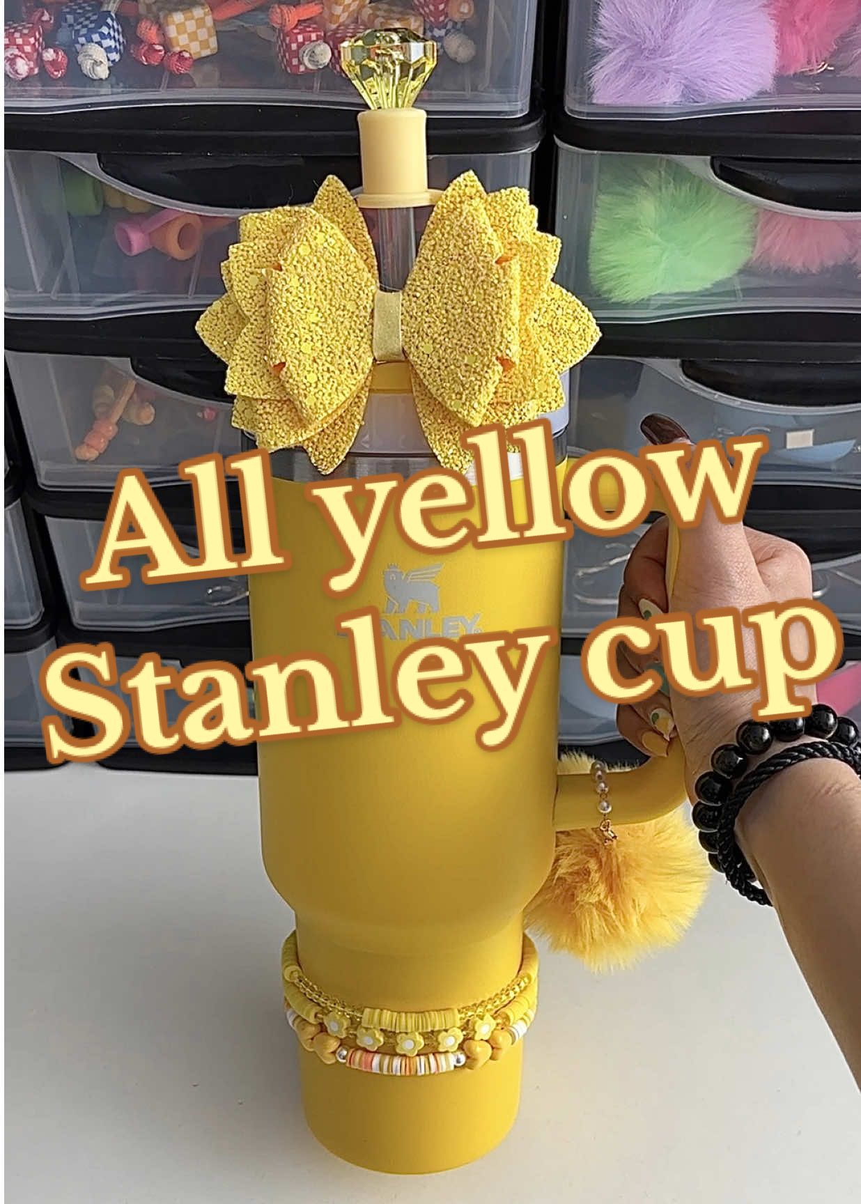 #creatorsearchinsights Today is all yellow Stanley cup🥰🥰Thank you so much for all your supports😘😘Comments what colors you want to see😜😜#StanleyCup #stanley #stanleycupaccessories #stanleycupdupe #stanleytumbler #stanleycupcharms #waterbottle #shinytumbler 