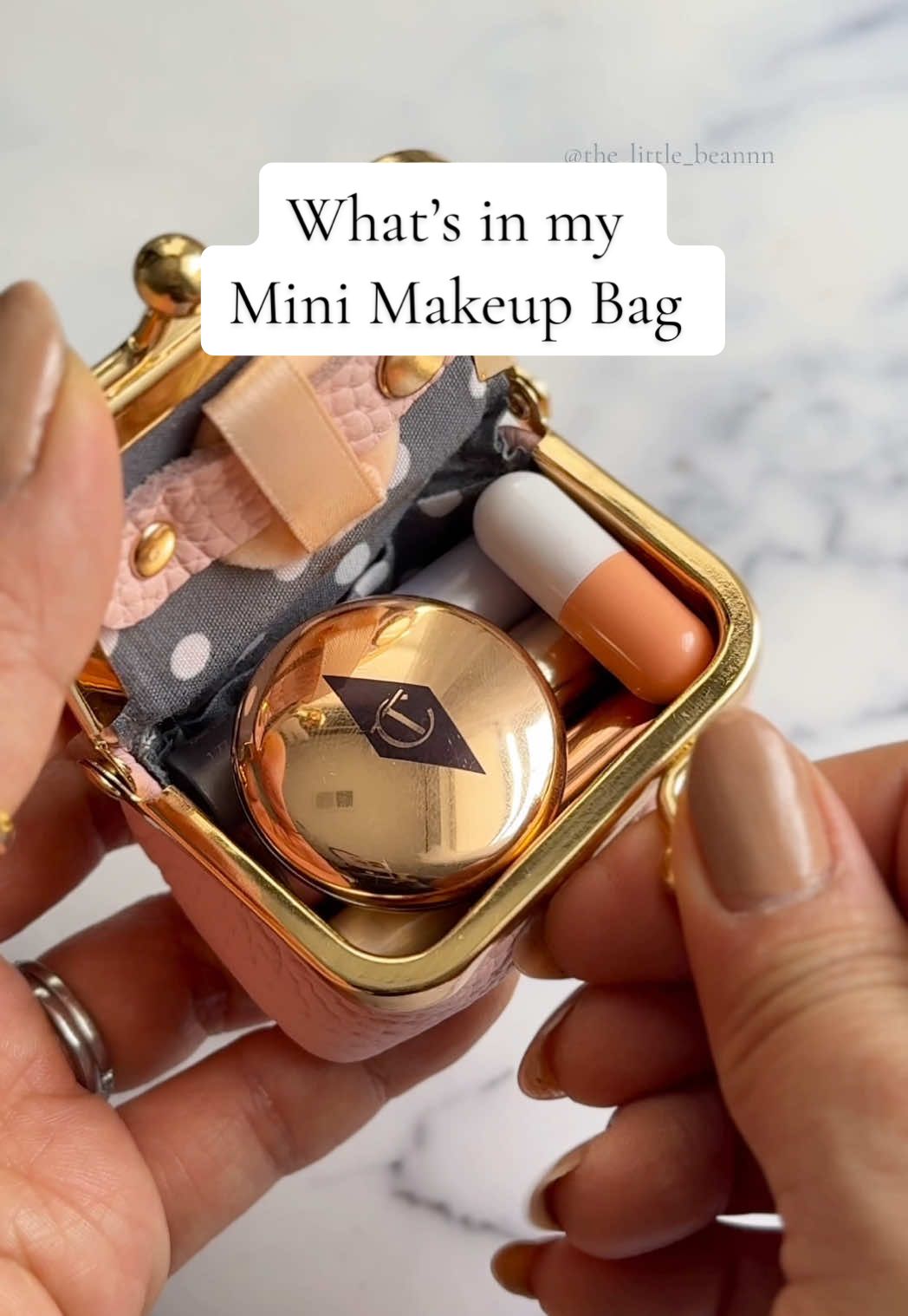 So tiny 🥹🥹 Who else loves tiny makeup? These are some of my favorites—I can’t believe I got them all to fit 😭 #minimakeupbag #minimakeup #amazonfinds #asmrtiktoks #bagtok #minibag #cutemakeup 