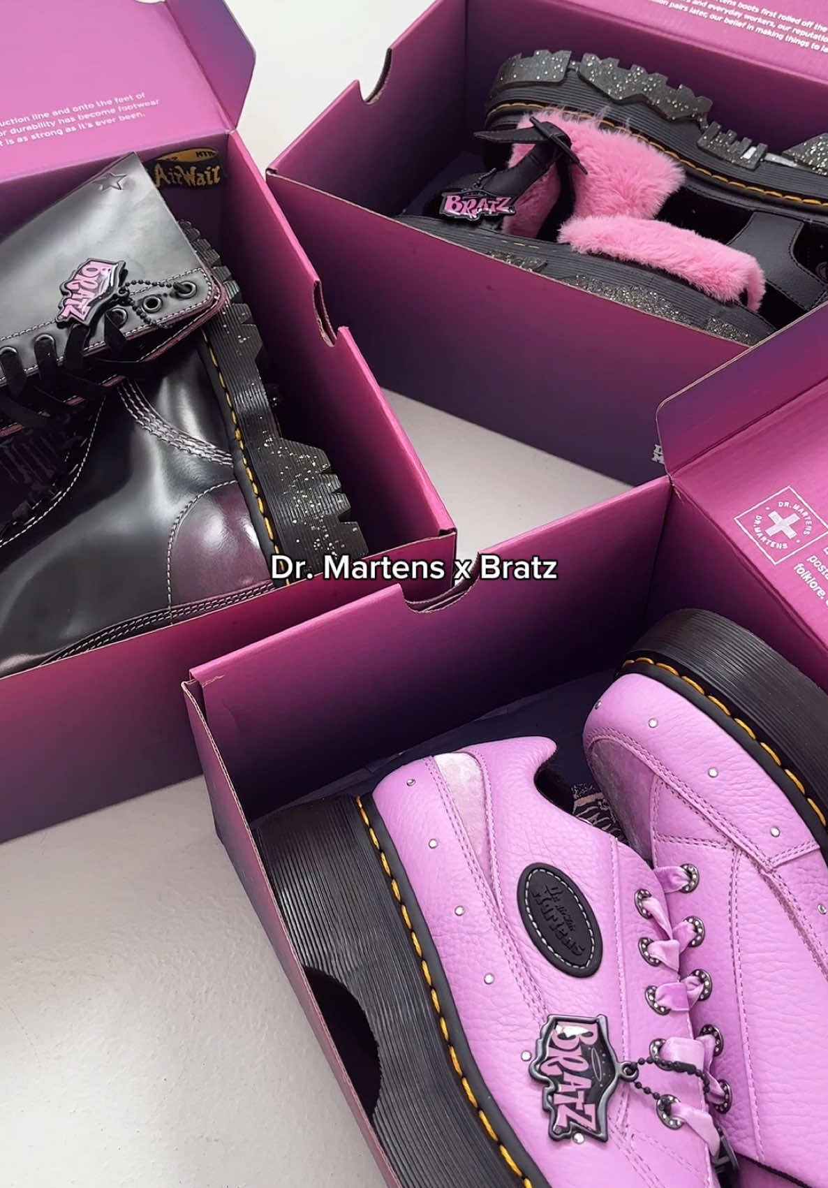 built with bratitude 🩷 JUST LAUNCHED - Shop the must-have styles from the Dr. Martens x Bratz collaboration. Available online now. #Bratz #DrMartens 