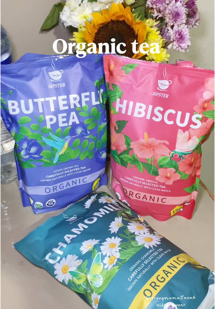 Organic tea! Ang gaganda ng benefits 🍃 #organic #organictea #tea #hibiscus #butterflypeaflower #chamomiletea #chamomile 