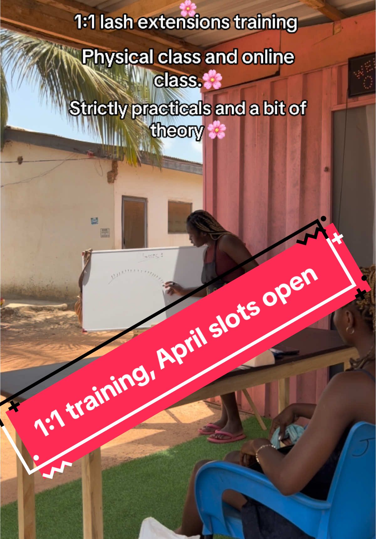We offer 2,3 weeks training. A month or 2 depending on what you want. 🌸 We located at Amrahia adenta Dodowa road 🌸 Just text us with your offer and we got you covered 🌸 #ghanatiktok🇬🇭 #lashextensions #LashLove #fypシ゚ #Beauty 