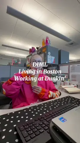 DIML ☕️❣️🍩 is this jacket not the biggest slay ever?!?    #work #OOTD #corporate #dunkin #coffee #donuts #fyp #diml #dunkindonuts 