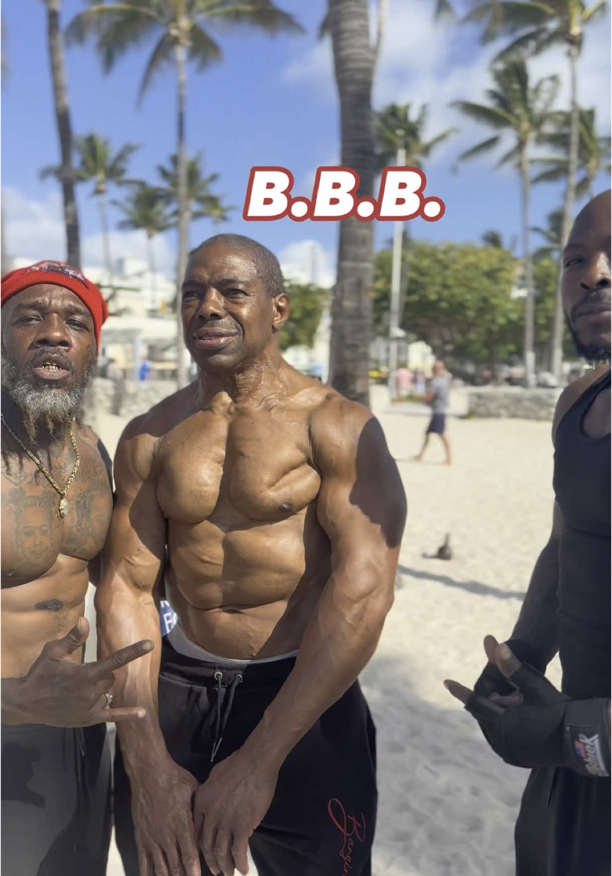 It’s Always Good Vibes When B.B.B.  @banginbluebullies_fathead and @fernobeenonit pulls up and gets Money! This Time Was Special Though Cause They Bought The Legend Himself Out @bodybybigjim1 .    To Be Continued……   #Fitness #fitnessmotivation #fitover60 #teamwork    #miamibeach #musclebeach #grit #gritszn