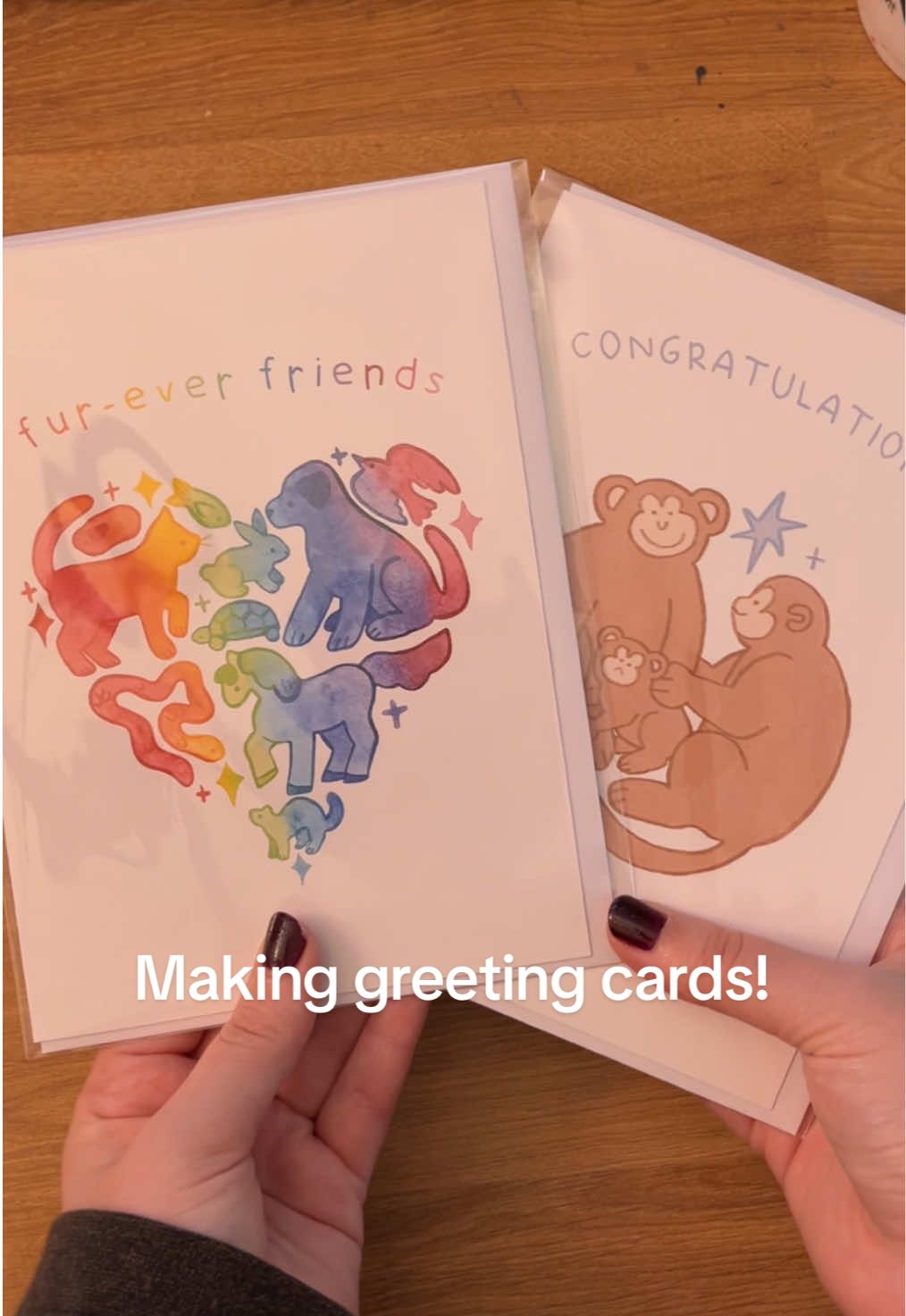 A little greeting card restock ☝️☝️ #greetingcard #SmallBusiness #handmade #DIY #stationery #shop #artist #process #tutorial #cute #monkey #kawaii #fyp 